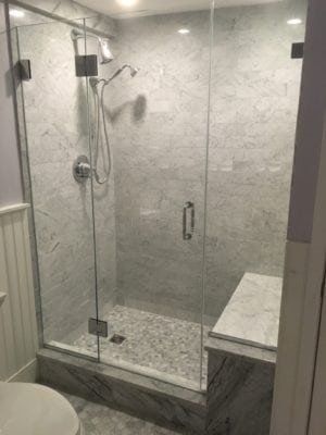 Shower stall discount with bench seat